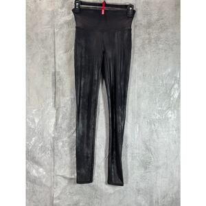 SPANX BY SARA BLAKELY Women's Black Faux Leather Pull-On Ankle Leggings SZ S